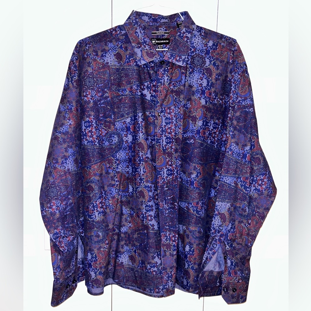 Bachrach Platinum Collection Men’s Long Sleeve Print Dress Shirt XXL